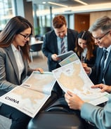 a group of people sitting around a map of a map