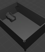 3D render of a potting box with integral strain relief