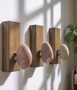 Clothes wall hooks - Towel hangers 3 PCS - Sea Stone Dcor - Decorative oak wood coat hooks wall rack