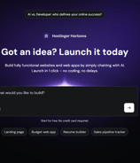 Hostinger Horizons AI interface screenshot