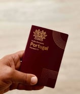 a person holding a passport and a passport