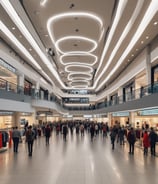 a large group of people walking through a mall, sightseeing, buying gifts., 
