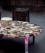 Petrified Wood Mosaic table on Sandoz legs
