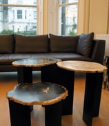 Three Petrified Wood Side Tables