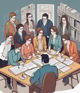 A group of people gathered around a table, where a person in the center seems to be receiving comfort or support. The atmosphere appears intimate and focused, with individuals displaying attentive body language.