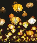 Image of lamps hanging from ceiling.