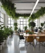 An elegant interior featuring a luxurious hallway. The space is adorned with gold and dark accents, with tall curtains and polished floors. Plants add a touch of greenery, and modern seating surrounds a glass-topped table in the foreground. A central round table, partially obscured, displays decorative items, while ambient lighting complements the sophisticated atmosphere.