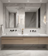 Contemporary bathroom with custom Italian vanity cabinetry