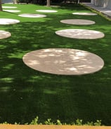 pasto sintetico instalado en el patio trasero de una universidad