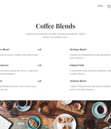a coffee shopfront page with a coffee shopfront page