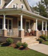 white and brown brick house