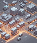 A grey processor chip with the letters 'AI' prominently displayed in blue, set against a subtle background with faint outlines of a map.