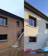 Ravalement de façade avec enduit monocouche finition talochée à Bourgoin-Jallieu"