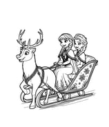 Anna en Elsa in een slee kleurplaat