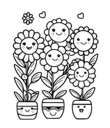 kleurplaat van schattige bloemen