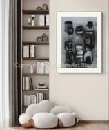 a black and white photograph of a living room