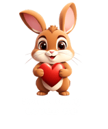 a bunny rabbit holding a heart shaped red heart