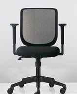 Sensit T127 office swivel chair with black mesh back and seat, front view