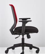 Sensit T127 chair with red mesh backrest and black seat, side profile