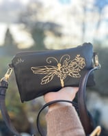 porte feuille femme brun, chocolat, avec libellule fleurie 
