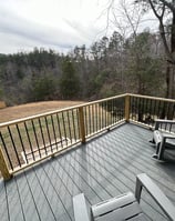 Sit on the back deck and enjoy mountain views while your dogs run and play. 