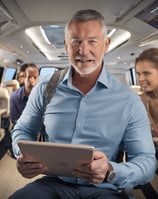 man standing beside another sitting man using computer