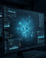 a computer monitor screen showing a computer screen with a map of a city