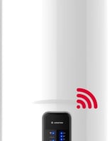 a white tankless water heater with wififit