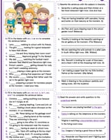 present continuous tense esl printable grammar test worksheet