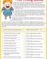 present simple peters daily routine esl reading comprehension worksheet