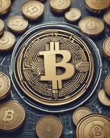 A large outdoor sign with a red background displaying the logo and text of a banking center, set against a partly cloudy blue sky.