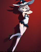 a woman in a witch hat and a hat with a knife and knife