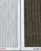 Side-by-side comparison of a clean and dirty 12x24x1 air filter on concrete surface