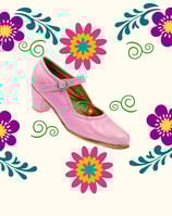 Zapatilla Rosa Holográfico. M150 tacon 5cm forro res