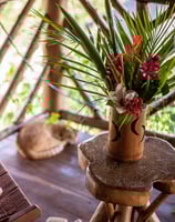tropical flowers on balcony picked from the garden of Eden