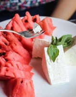 Cheese with watermelon جبن أبيض مع البطيخ