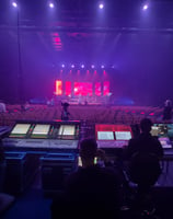 a stage with a stage and a stage with a stage and a microphone