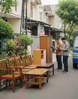 Pemeriksaan dan transaksi pembelian mebel bekas rumah oleh tim Barbe'Que