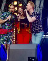 Alex Duffy, Ellie Brennan and Owain Wyn Evans hosting Pride in Hull