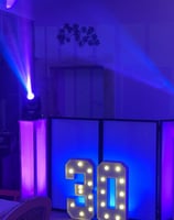 a dj booth with a dj booth and dj equipment