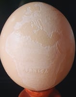 World map carved on an ostrich's egg, it's a lamp