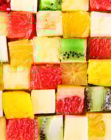a bunch of fruit slices on a table