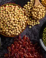 a variety of beans and beans in bowls