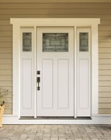 a white door with side lights