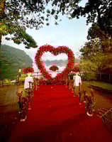 heart shaped proposal setup in Phewa Lake Pokhara