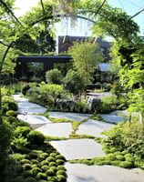 Garden archway with pathway through the garden