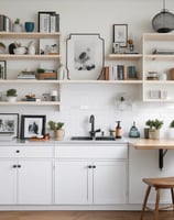 Suggest swapping for brighter, cleaner, styled home photos (e.g., minimalist bedrooms, calm kitchen
