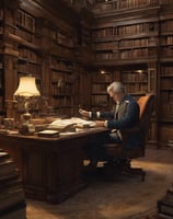 man reading papers in front of computer