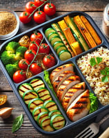 Grilled Chicken Meal Prep: grilled chicken, quinoa, and roasted vegetables for a healthy and balance