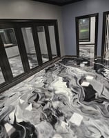 Metallic Epoxy desgin in Omaha home-  Black and White pigments